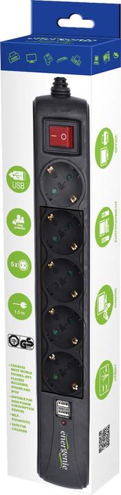 Productafbeelding Gembird 5 x AC, 2 x USB -. (5 x, CEE 7/3, 1.50 m)