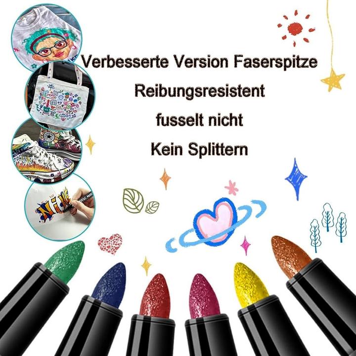 Produktbild The Toy Company Textilstifte 12 Farben – Waschmaschinenfest & leuchtend – für Stoffe (Mehrfarbig, 12 x)
