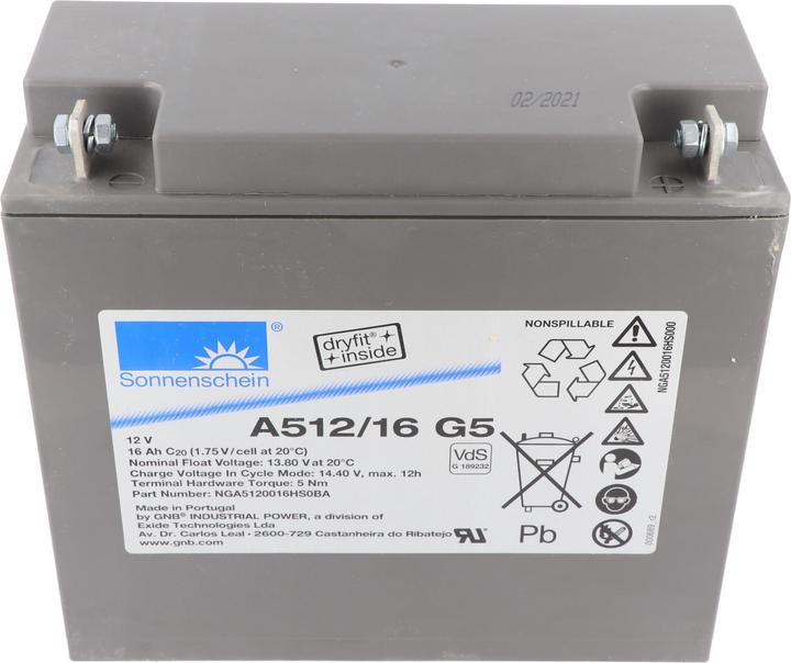 Actual product image Tadiran Sonnenschein Dryfit A512/16 G5 Blei Akku, Anschluss M5, VDS G1892 (16000 mAh)