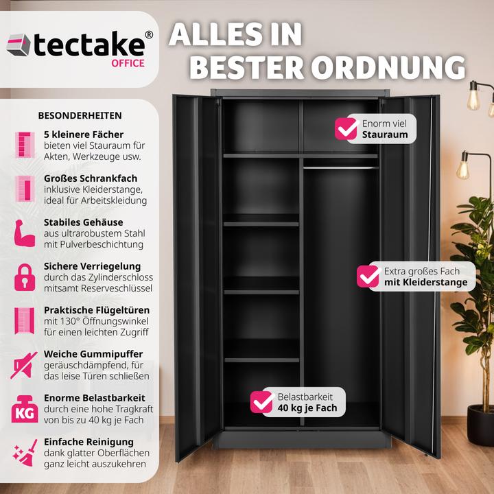 Image du produit tectake Armoire de classement (80 x 40 x 180 cm)
