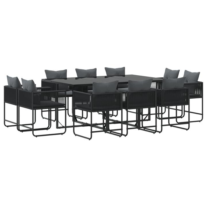 Produktbild VidaXL 13-teiliges Gartentischset mit Kissen aus Stahl und Poly-Rattan (107 cm)