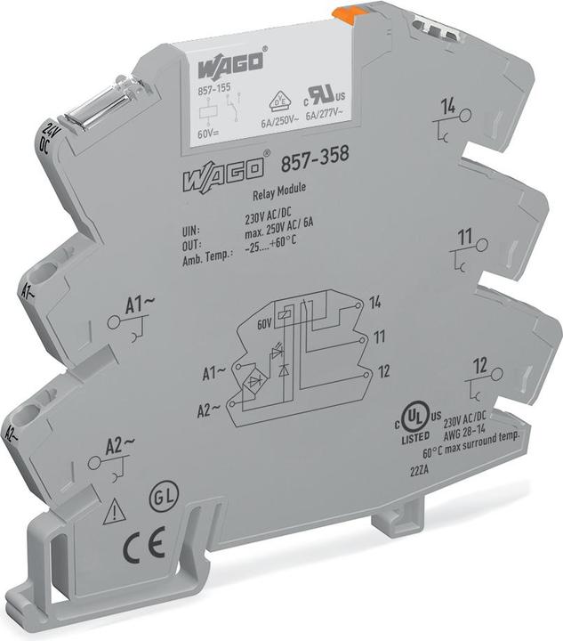 Produktbild Wago Mini switch relay, 230VAC Coil, 1 C/0
