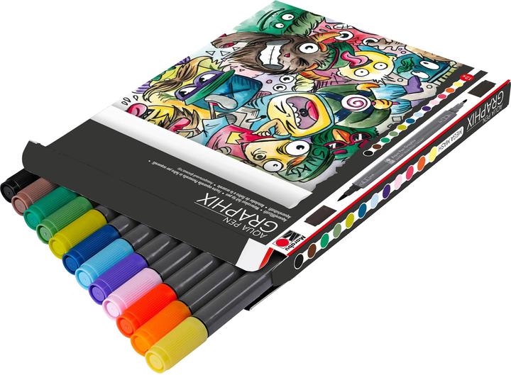 Produktbild Marabu Fasermaler Aqua Pen Graphix Mega Mash, 12 Stück (Mehrfarbig, 12 x)
