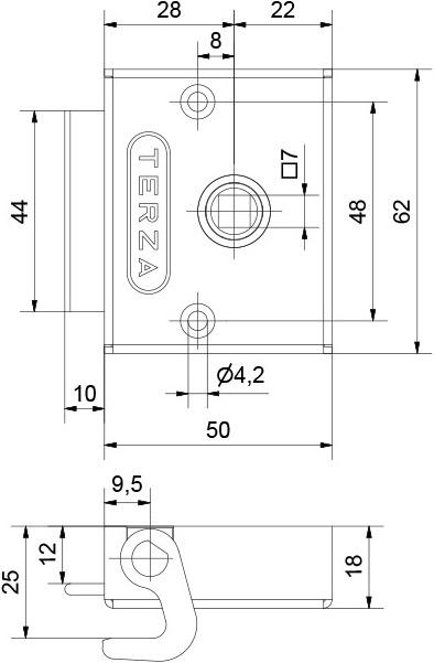 Actual product image Heusser Espagnolette cabinet locks TERZA