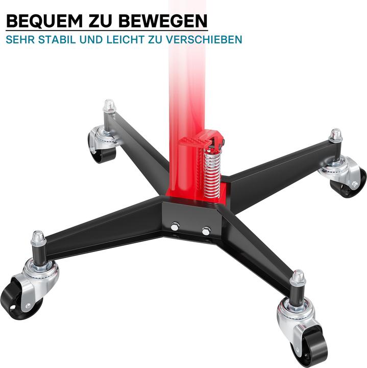 Produktbild Wiltec Getriebeheber mobil hydraulisch 500kg 110-190cm Rollen Aufnahmekralle Lkw