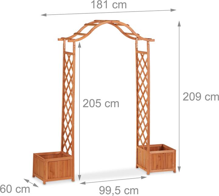 Image du produit Relaxdays Pergola de jardin bac à fleurs treillis (60 cm, 181 cm)