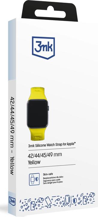 Actual product image 3MK Silicone Watch Strap żółty/yellow dla Apple Watch 42/44/45/49mm (Stainless steel, Silicone)