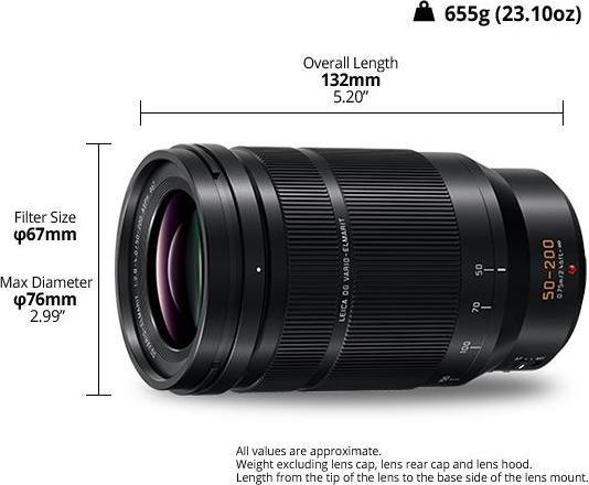 Actual product image Panasonic Lumix 50-200mm F/2.8-4.0 ASPH Leica DG Vario-Elmarit (Micro Four Thirds, Micro Four Thirds)