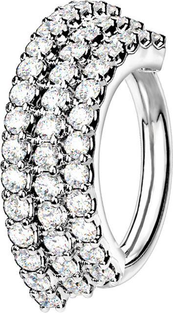 Star Piercing Micro Piercing Ring silber Platte mit drei Kristalllinien (Chirurgenstahl 316L, Messing)