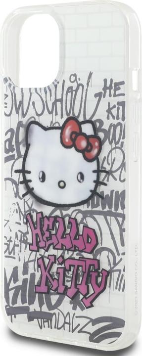 Produktbild Hello Kitty HKHCP15SHDGPHT iPhone 15 6.1" biały/white hardcase IML Kitty On Bricks Graffiti (Apple iPhone 15, Apple iPhone 14, Apple iPhone 13)