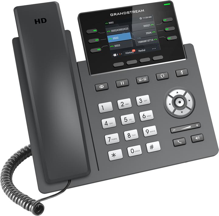 Actual product image Grandstream GRP2613, 3 SIP accounts, 6 multifunction keys, TFT LCD, 2x RJ-9, 2x RJ-45, QoS.