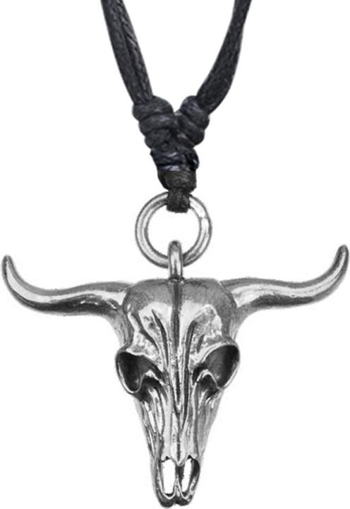 Immagine prodotto Star Piercing Collana nera con ciondolo in argento con teschio di toro (Ottone)