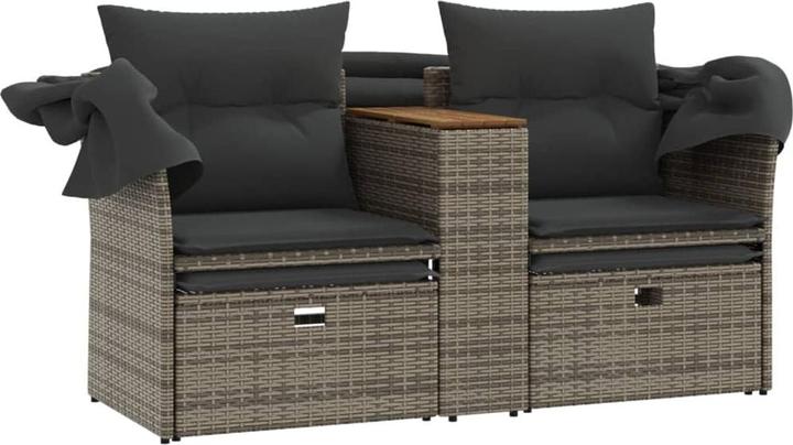 Produktbild VidaXL Gartensofa 2-Sitzer mit Dach und Hockern