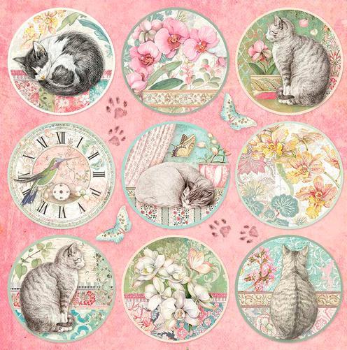 Produktbild Stamperia Scrapbook-Block "Katze und Orchidee", 10 Bogen, 30,5x30,5cm (190 g/m², 10 x)