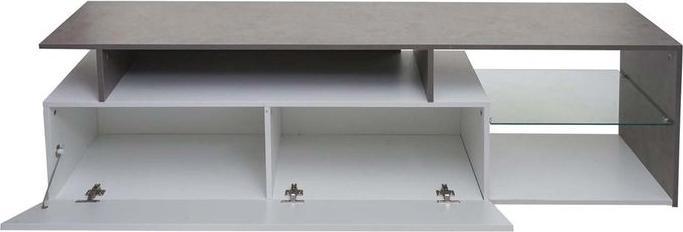 Image du produit Mendler Rack TV HWC-L35, bois 47x170x40cm Compartiment de rangement, aspect béton blanc (47 x 170 x 40 cm)