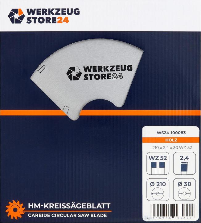Produktbild Werkzeugstore24 HM Kreissägeblatt Holz 210 x 2,4 x 30 WZ 52