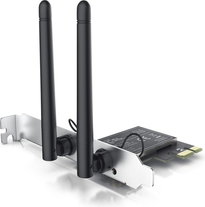 Actual product image CSL WLAN network card 2.4 Ghz PCIe, 300 Mbit/s WiFi adapter card with 2x external antennas (Mini PCI Express)