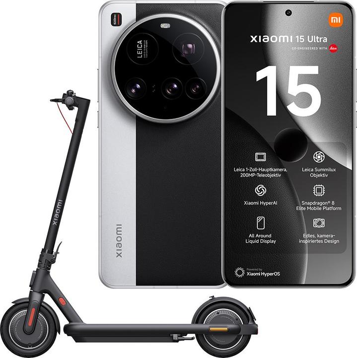 Actual product image Xiaomi 15 Ultra + Electric Scooter 4 Pro Plus CH-Edition Launch Bundle (1000 GB, Silver Chrome, 6.73", Dual SIM, 50 Mpx, 5G)