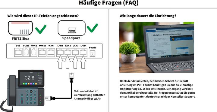Actual product image Gequdio High-End IP Telefon GZ-8 mit Netzteil mit Touchdispl