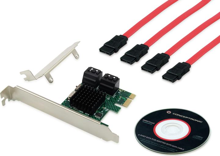 Produktbild Conceptronic EMRICK 4-Port-SATA-PCIe-Adapter mit SATA-Kabel