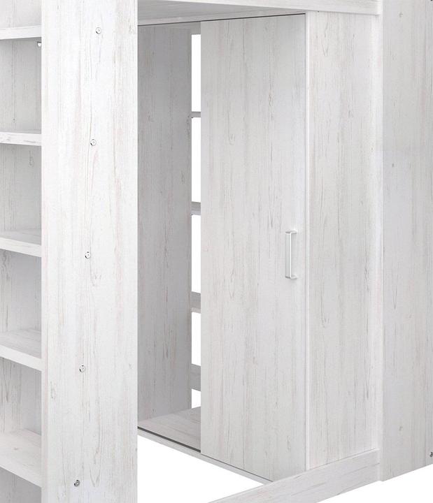 Image du produit CaliCosy Lit mezzanine Blanc avec bureau et rangements 90x200 cm - Higher (90 x 200 cm)