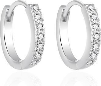 Agato Silver Hoop Earrings With Clear Zircons Agt-E060kw