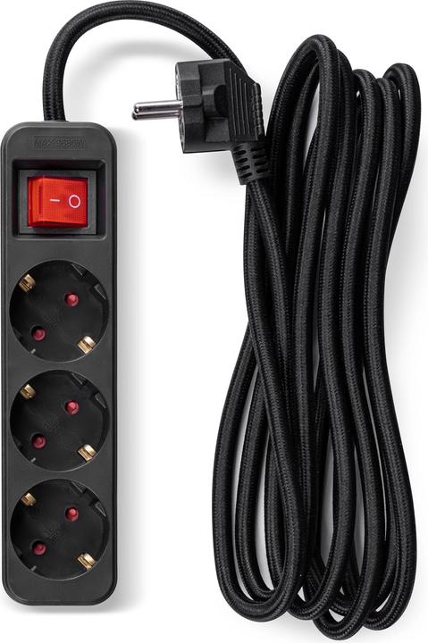 Produktbild Fuj Tek 3-piece extension cord, 3m, braided, black (3 m)
