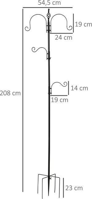 Actual product image Swisshandel24 Vogel Futterstation 208cm inkl. 4 Haken Futterteller Vogeltränke Stahl Schwarz