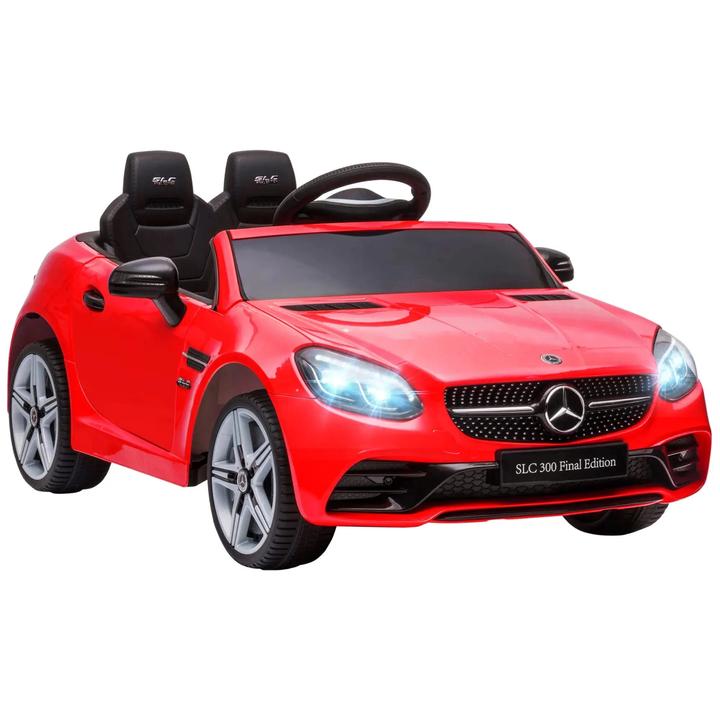 Homcom Mercedes SLC 300 Cabrio Kinder Elektroauto, mit LED-Scheinwerfern, Sicherheitsgurt, Hupe, Musik Rot (12 V)