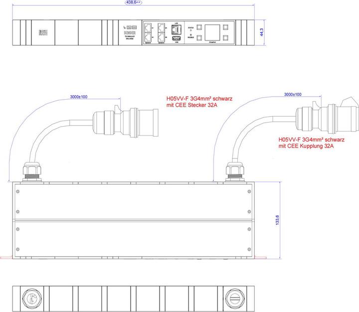 Image du produit Bachmann BN3000-XXL RCM 3m 3G4mm CEE32A Mesure par phase Différence de mesure (1 x, CEE, 3 m)