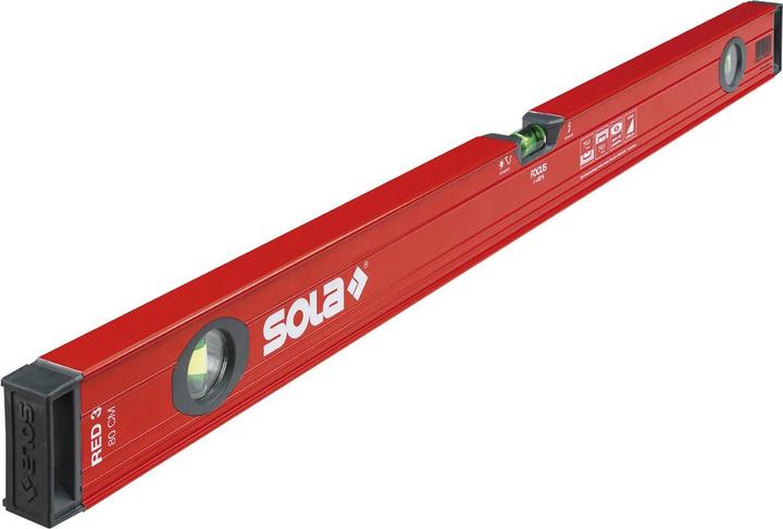 Sola Messwerkzeuge 1215101 Alu-Wasserwaage Red 3 80" 80 cm in rot, 800 mm (80 cm)