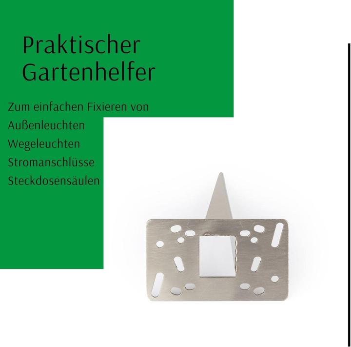 Produktbild Novatool Erdspiess Metall 10 x 6 x 18 cm Edelstahl Profi Bodenanker für Lampen Bodenhülse Gartenspies