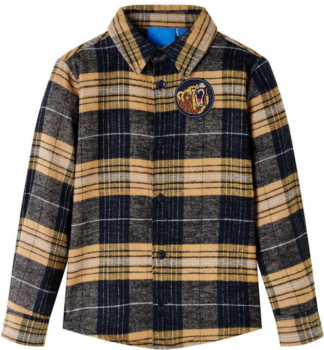 VidaXL Kinderhemd Kariert Gelb und Schwarz 104,Material: 100 (104)