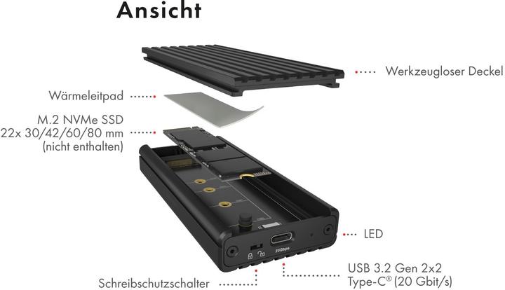 Actual product image Icy Box Externes Gehäuse IB-1917M-C32a M.2 (M.2 2260, M.2 2242, M.2 2280, M.2 2230)