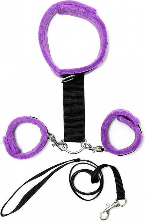 Actual product image Rimba Soft bondage neck to hand cuffs set