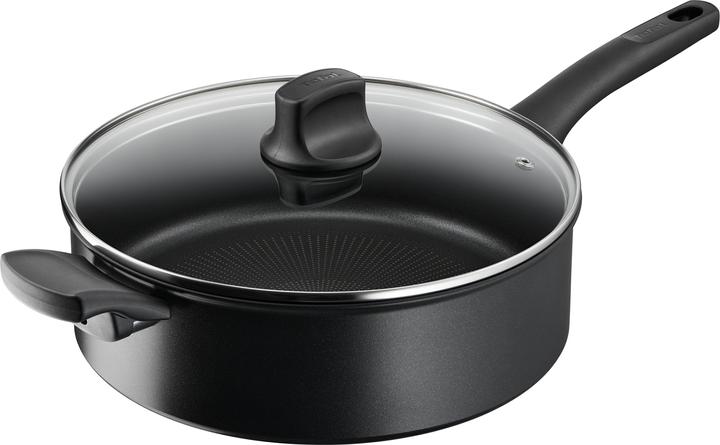 Tefal Hard Titanium ON Schmorpfanne mit Deckel 28cm (28 cm, Bräter + Schmortopf, Aluminium)