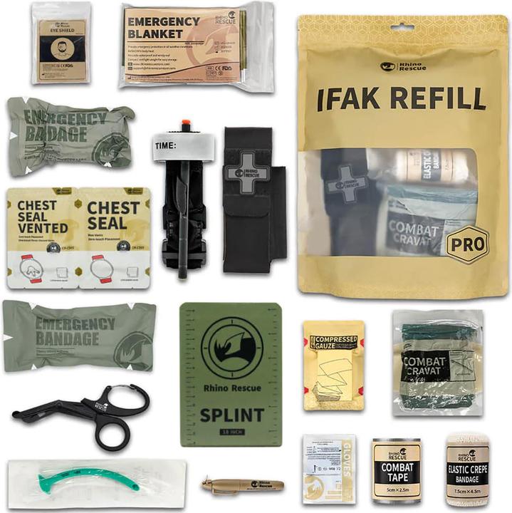 Actual product image Rhino Rescue Tactical Trauma Kit IFAK (B) Refill (17-teilig) - inkl. Metall-Tourniquet (First aid set accessories)