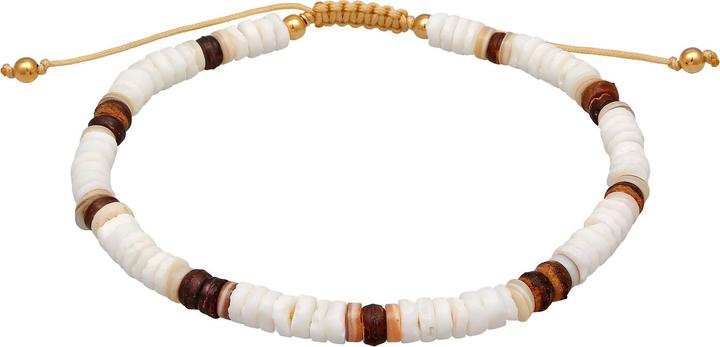Elli Fussschmuck Muschel Kokosnuss Holz Perlen 925 Silber (Muschel, Nylon, 925 Sterling Silber vergoldet, No Stein, 22 cm)