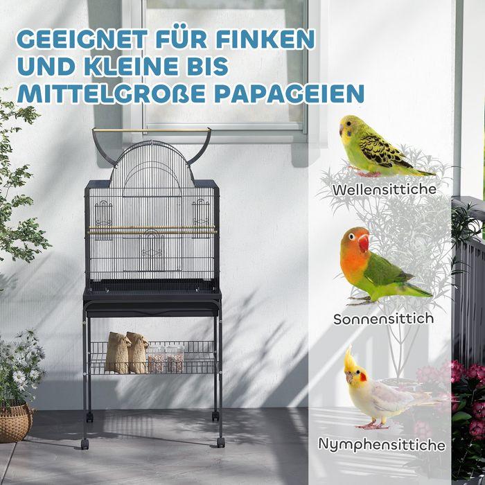 Produktbild Swisshandel24 Vogelkäfig gross Wellensittichkäfig mit Tablett Ablagefläche Futterstation Rollen