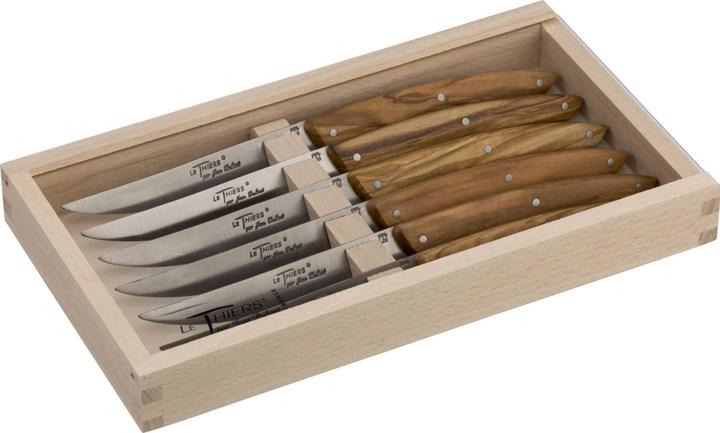 Actual product image Laguiole Jean Dubost Le Thiers steak knife olive wood 6 pcs. (6 Piece, Knife)