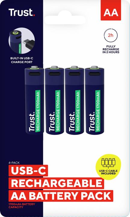 Immagine prodotto Trust Batterie Ricaricabili USB-C 4p (4 pz., AA, 1700 mAh)