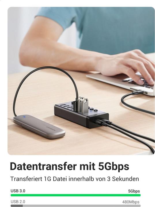 Produktbild Ugreen multifunction HUB 7in1 (USB-C, 8 Ports)