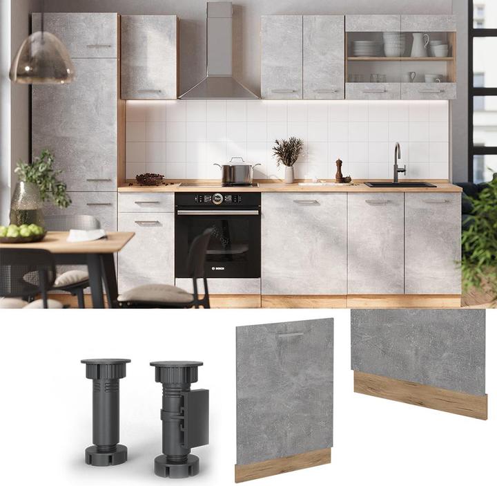 Actual product image Vichy Geschirrspülblende R-Line, Beton/Goldkraft Eiche, 60 cm, AP Eiche