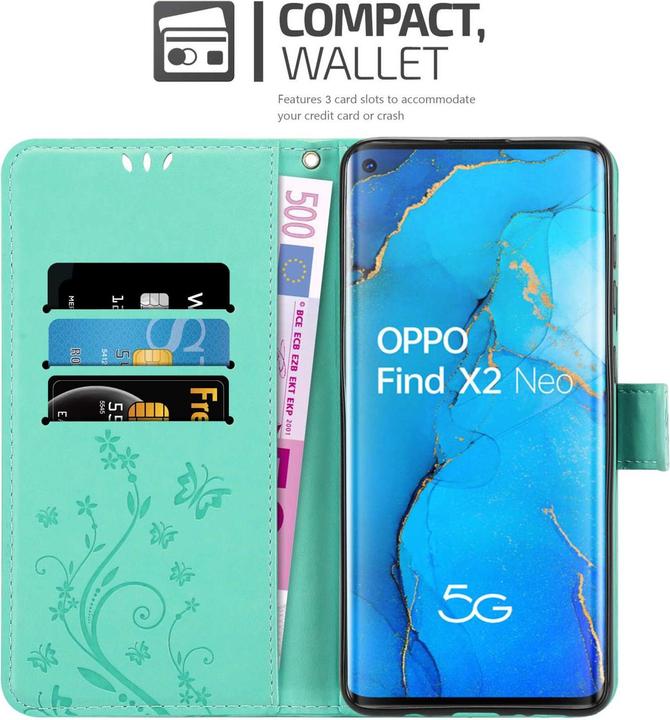 Actual product image Cadorabo Case for Oppo FIND X2 NEO Flower Book (Oppo Find X2 Neo)