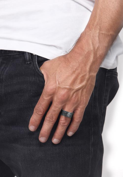 Actual product image Kuzzoi Ring Men Band Ring Organic Structure 925 Silver (56, 925 Silver)