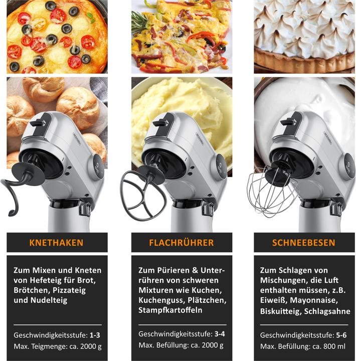 Produktbild Arendo Universal Küchenmaschine mit Standmixer, Rührmaschine (1200 W)