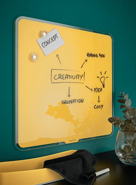 Image du produit Leitz Cosy Tableau blanc en verre 45 x 45 cm, jaune (45 x 45 cm)