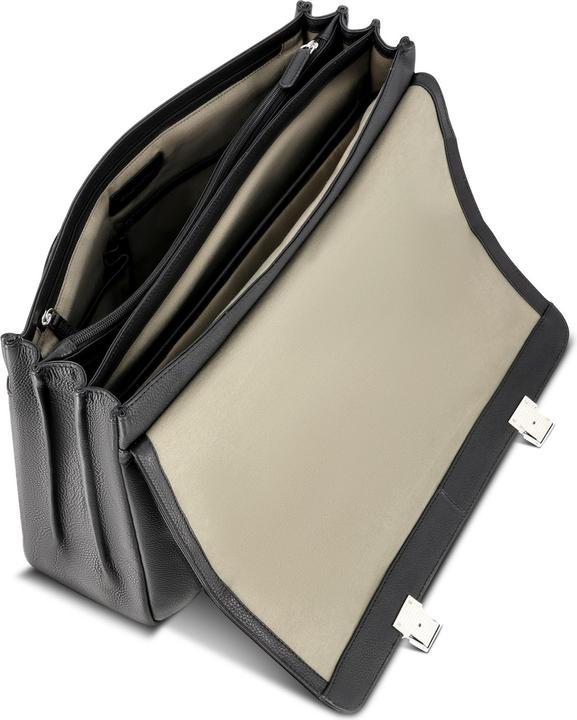 Actual product image Bugatti Valencia briefcase XL leather 3 main compartments 43 cm laptop compartment (15")