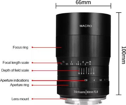 Image du produit 7artisans 60mm F2.8 Macro Sony E (Sony E, APS-C / DX)