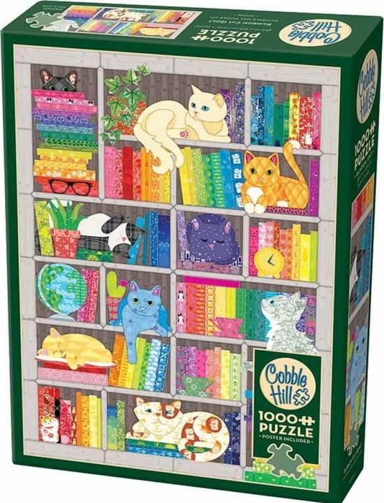 Productafbeelding Cobble Hill Puzzel 1000 stukjes Regenboog Kat Quilt (1000 onderdelen)